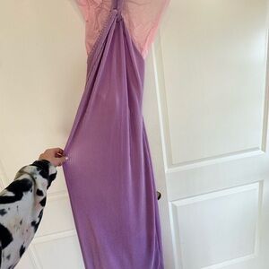Backless Lavender wedding guest dress with halter top